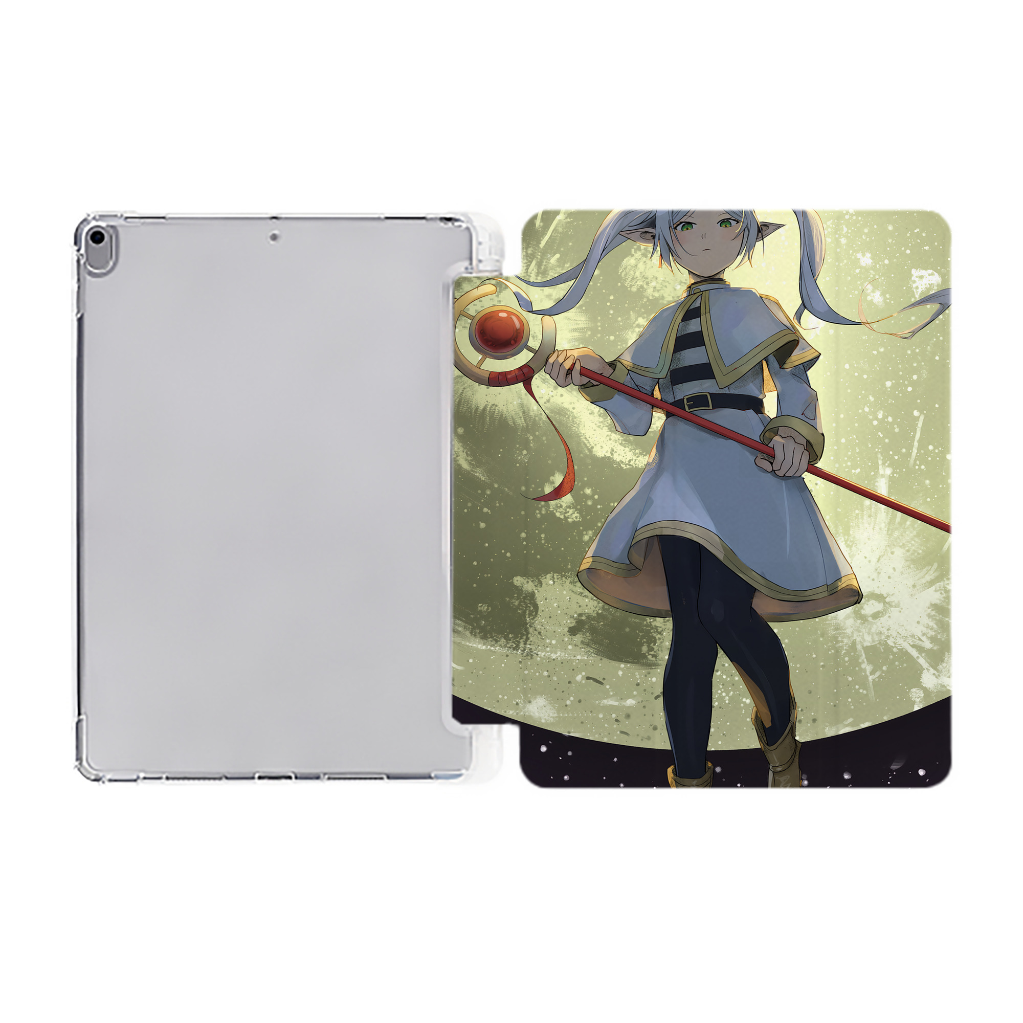 （画像用） 葬送のフリーレン Frieren IPad ケース ペン収納付き 三つ折りスタンド PUレザー×シリコン 対応機種9.5/10.5/10.9インチ